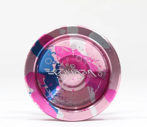 Vista 2 de Epiphanion - Yoyó - Diseño William Chow - YoYo de metal de tamaño completo (salpicaduras rosa/azul)