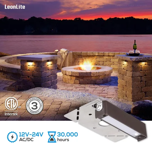 Vista 5 de LEONLITE Paquete de 8 luces LED de bajo voltaje de 4 pulgadas, luces LED de pared de retención, luces LED de paisaje, 12 V AC/DC, luz de Blanco suave