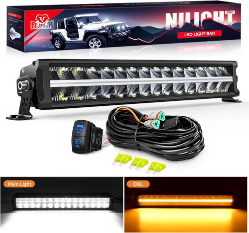 Vista 11 de Nilight Barra de Luz LED con DRL Ámbar de 16 Pulgadas 120W Luz Todoterreno Anti-Deslumbrante Combo Inundación Punto LED Luz de Conducción IP68