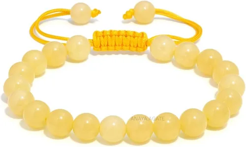 Vista 112 de Adjustable Crystal Bracelet – Gemstone Bead Bracelet with Adjustable Macrame String – Chic Gemstone Bracelet for Men and Women – 8mm Round Healing