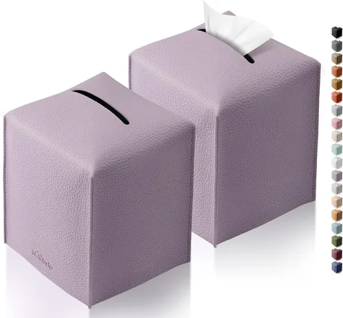 Vista 27 de Funda cuadrada para caja de pañuelos de piel sintética moderna para decoración creativa, paquete de 2, ideal para baños, oficina, coche, mesita