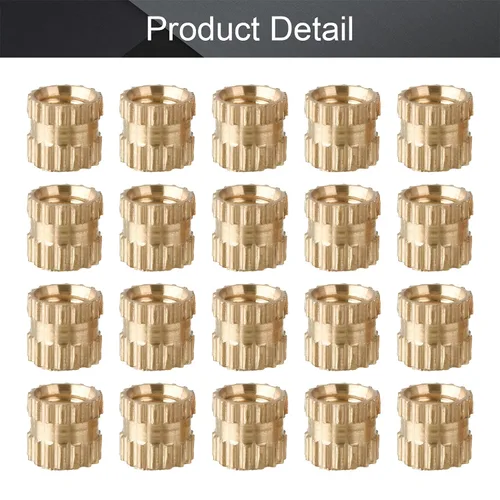 Vista 4 de MroMax Tuercas de inserción moleteadas M3, M3x4x4mm, inserto roscado de latón moleteado de rosca hembra, piezas de incrustación moldeo por inyección