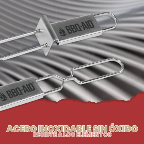 Vista 4 de BBQ-AID Brochetas extra largas de 17 pulgadas – Brochetas de metal para barbacoa de liberación rápida para Kabobs – Doble punta, acero inoxidable