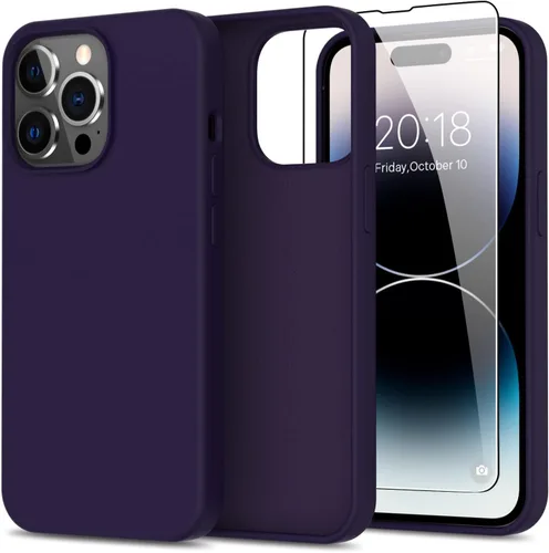 Vista 46 de bemal Funda para iPhone 14 Pro con protector de pantalla, silicona líquida de ajuste delgado, forro de microfibra suave, diseñada para mujeres