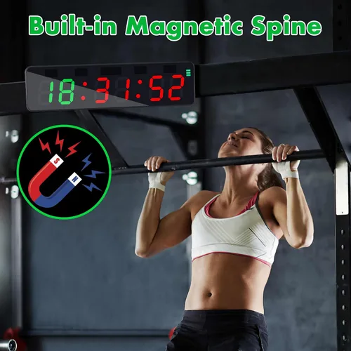 Vista 6 de PELLOR Reloj portátil con temporizador de gimnasio, temporizador de intervalos de entrenamiento con potente imán y llave de acceso directo
