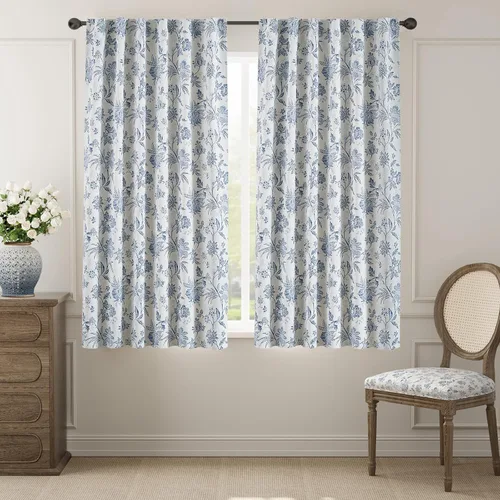 Vista 40 de jinchan Cortinas Opacas Florales para Dormitorio, 63 Pulgadas de Largo Cortinas Opacas con Estampado de Flores, Estilo Campo Francés con Pestañas