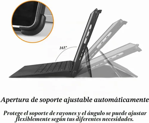 Vista 3 de Surface Pro 11 - Funda compatible con Surface Pro 10/9, funda protectora delgada con soporte para bolígrafo, correa de teclado, soporte multiángulo