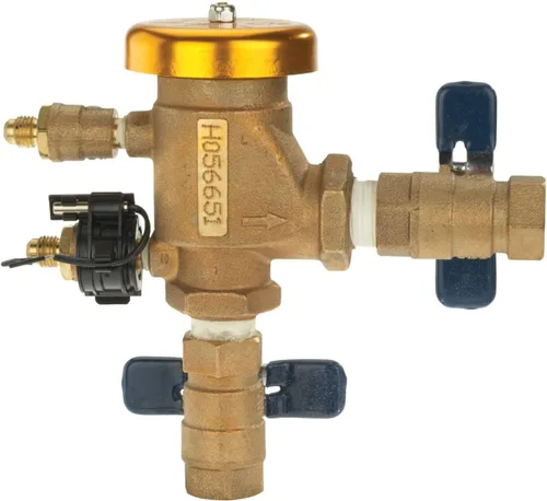 Vista 20 de Febco 765 Bronze Pressure Vacuum Breaker Backflow Preventer 1" Inlet Válvula de retención con resorte, 150 PSI máximo, conexiones NPT, sensor