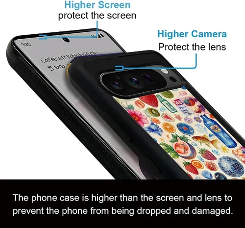 Vista 1762 de Compatible con Google Pixel 4A 5G Mobile Case Creative Acrylic Panel trasero Silicona Protección Grip especialmente diseñado para Google Pixel 4A 5G