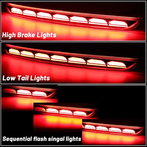 Vista 4 de Reflectores LED rojos para parachoques trasero, luces antiniebla, de freno, de cola, de señal de giro, plug and play, compatibles con Honda CIVIC