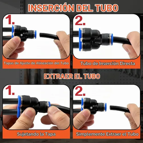 Vista 4 de Kit de accesorios de manguera de aire de empuje para conectar 70 piezas, 1/4 1/8 3/8 1/2 pulgadas de diámetro exterior neumático surtido con roscas