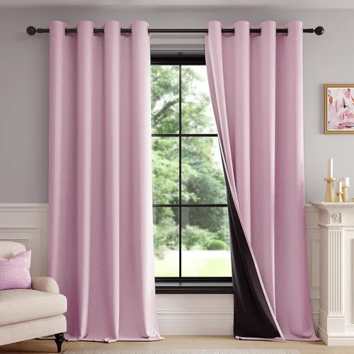 Vista 38 de FMFUNCTEX - Cortinas 100% opacas color beige de 40 x 63 pulgadas para dormitorio, 2 paneles Black out Drapes, Thermal Insulated Noise Reducing