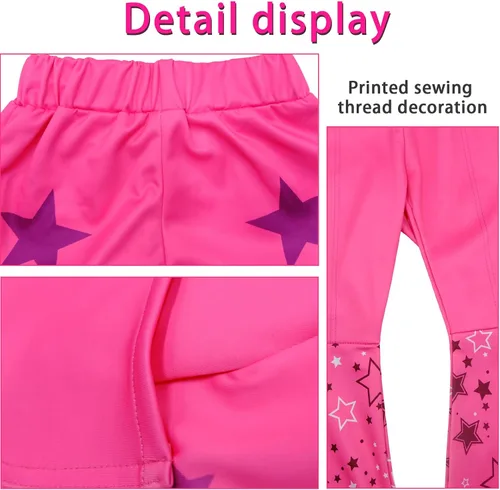 Vista 4 de Girls Cowgirl Costume 70s 80s Disco Western Cowgirl Outfits Set Halloween Cosplay Party Costume with Hair Band