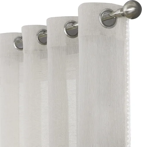 Vista 8 de Selectex - Cortinas transparentes de lino natural con bordes semitransparentes