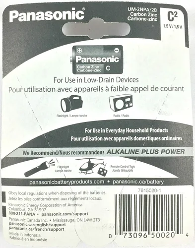 Vista 3 de 4 pilas Panasonic tamaño C súper resistente, zinc, carbono
