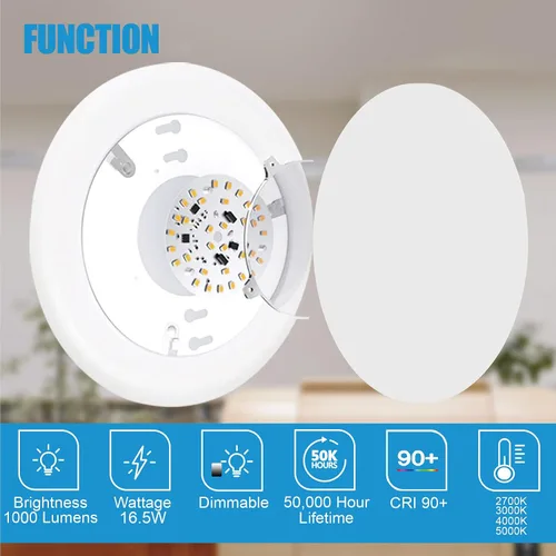 Vista 3 de ECOELER Luces LED de disco de montaje empotrado regulables de 6 pulgadas, 16.5 W, 1000 lm, luz de día de 5000 K, luz de techo de montaje
