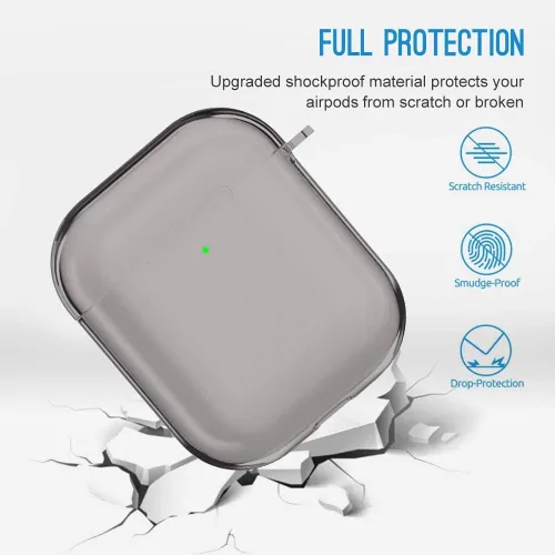 Vista 5 de Valkit - Funda transparente protectora para estuche de AirPods, con llavero, poliuretano termoplástico suave, a prueba de golpes, compatible