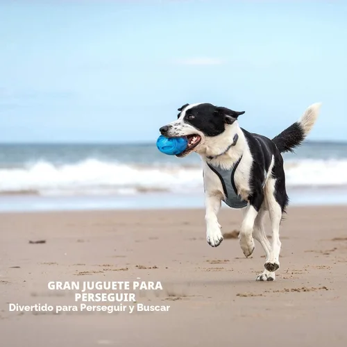 Vista 5 de EASTBLUE Juguetes para perros con sonido para masticadores agresivos: Bola de goma para cachorros con chirriador, juguete para mascotas casi
