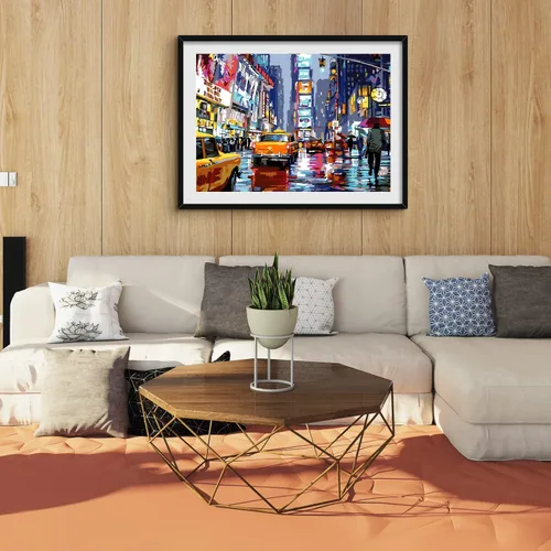Vista 4 de QUITEDEW Kit de pintura por números para adultos, Times Square para adultos, kits de pintura por números, paisaje de calle, pintura cuadrada