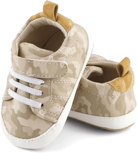 Vista 4 de ESTAMICO - Tenis de piel sintética para bebés, niños y niñas, suela de goma antideslizante, para primeros pasos, zapatos para exteriores
