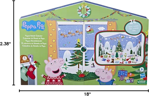 Vista 12 de Peppa Pig Peppa's - Calendario de Adviento para niños, contiene 24 juguetes sorpresa, 4 figuras familiares de Peppa Pig navideños; a partir de 3 años