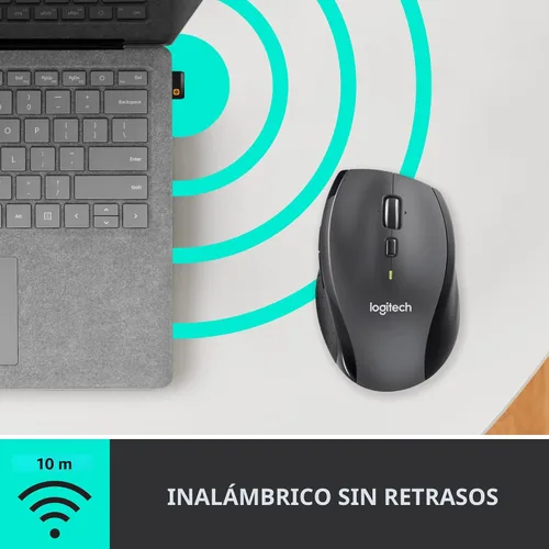 Vista 7 de Ratón inalámbrico Logitech M705 Marathon, ratón inalámbrico para juegos, receptor USB-A de 2.4 GHz, 5 botones programables, batería de 3 años, PC