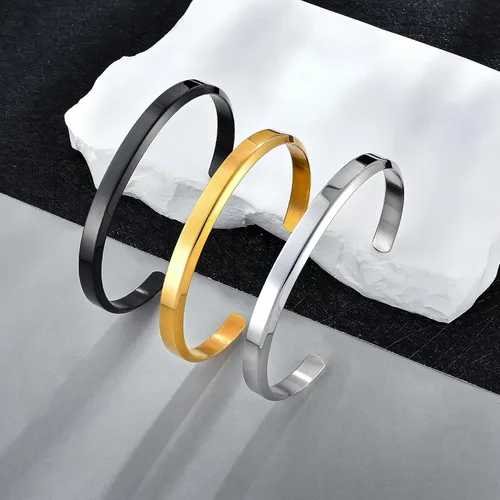 Vista 5 de Pulsera ajustable de acero inoxidable para mujer, color oro/plata/negro