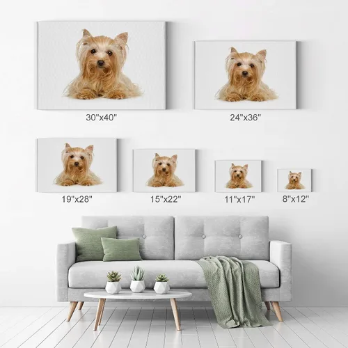 Vista 7 de Diseño de arte de la sonrisa Retrato de lindo Yorkie Yorkshire Terrier perro animal lienzo de pared impresión arte del dueño de mascotas amante