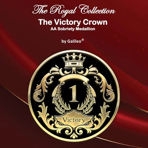 Vista 3 de Galileo® The Victory Crown - Moneda AA Medallón Alcohólico Anónimo Moneda de sobriedad de 1 a 30 años Regalo AA Colección Real