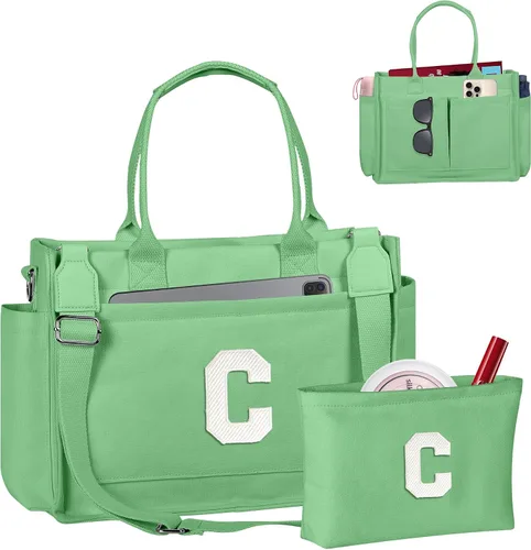 Vista 80 de Easter Basket Stuffers, Initial Tote Bag with Makeup Bag, Birthday Gifts for Women, Teen Girl Gifts Trendy Stuff