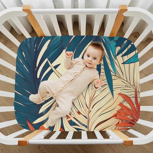 Vista 7 de Fitted Crib Sheets Tropical Leaves Mini Crib Sheets for Boy & Girl Toddler Mattress Sheets Playard Sheet 21216163