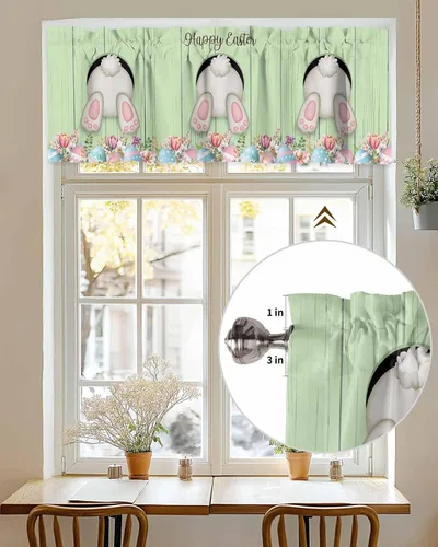Vista 158 de Cenefa de cortina con lazo rojo de Navidad para ventanas, sala de estar, cocina, baño, granja, bolas de Navidad de acuarela con diseño de bayas