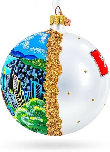 Vista 3 de Victoria Peak, Hong Kong - Adorno navideño de bola de cristal de 4 pulgadas