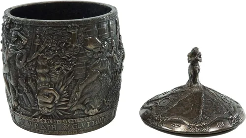 Vista 7 de Ebros Gift Antigua caja de Pandora mitológica idiomática griega con cacerola jugando flauta decorativa caja de baratija estatuilla 8 contenedores