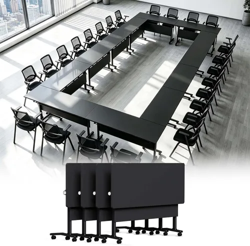 Vista 78 de Mesa de conferencias plegable, mesa de sala de conferencias con ruedas, mesa de conferencias plegable modular, mesas de reuniones de entrenamiento