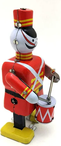 Vista 2 de Charmgle Juguete de estaño de cuerda para caminar robot baterista figura juguete, colección para adultos, juguete de relojería, recuerdo de fiesta