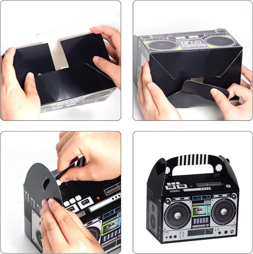 Vista 4 de 12 cajas de recuerdo de los años 80 y 90 novedades Boombox Prop Radio, decoración de centros de mesa para decoración retro de los años 80, recuerdos