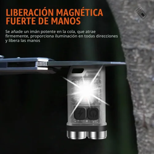 Vista 4 de BORUIT V3 pequeña linterna EDC potente con luz roja UV azul - súper brillante recargable mini llavero LED linterna de bolsillo - 10 modos, USB-C