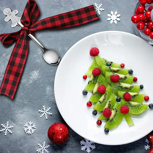 Vista 6 de Cucharas de café navideñas de acero inoxidable, cucharas de té de postre para helado, bebida caliente, 12