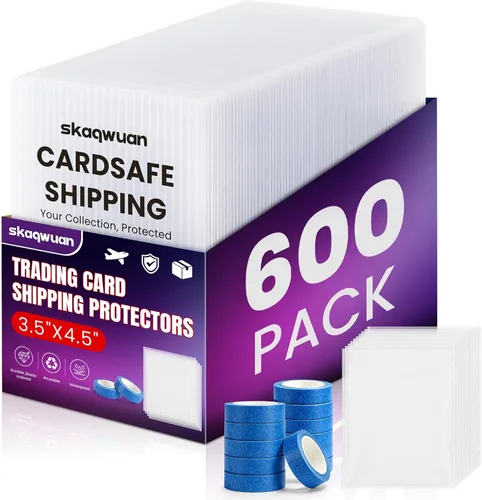 Vista 8 de Paquete de 200 suministros de envío de tarjetas coleccionables de 3.5 x 4.5 pulgadas, protectores de envío de tarjetas con fundas suaves y cinta