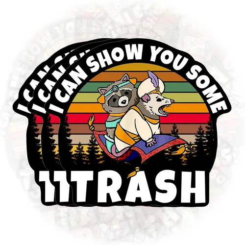 Vista 8 de Calcomanías con texto en inglés "I Can Show You Some Basur", divertidas calcomanías de meme mapache zarigüeya, mapache, amante de los animales