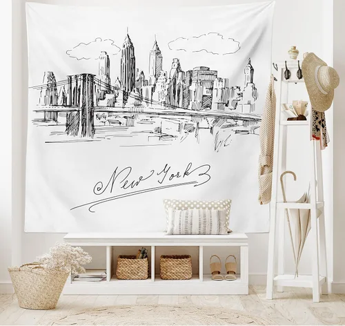 Vista 51 de Lunarable Tapiz de los años 90, historia inspirada en el arte pop, ilustración temática de baile de celebración, decoración de tela para colgar