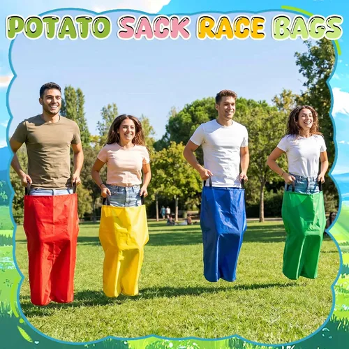 Vista 5 de Wowagoga Saco de patatas para carreras de 28 x 40 pulgadas, colorido bolsillo de salto para adultos, equipo de juego deportivo, accesorio de fiesta