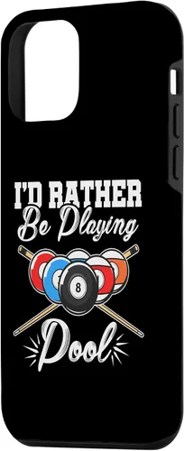 Vista 2 de Funda para iPhone 12 mini I'd Rather Be Playing Billards Pool Player Snooker de 8 bolas