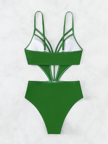 Vista 3 de MakeMeChic Traje de baño de una pieza con tiras recortadas para mujer