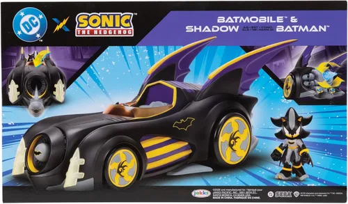 Vista 7 de ¡DC X Sonic Batmobile Shadow-fied! con figura de acción genial de Shadow de 2.5 pulgadas como Batman, de la serie de cómics DC x Sonic The Hedgehog