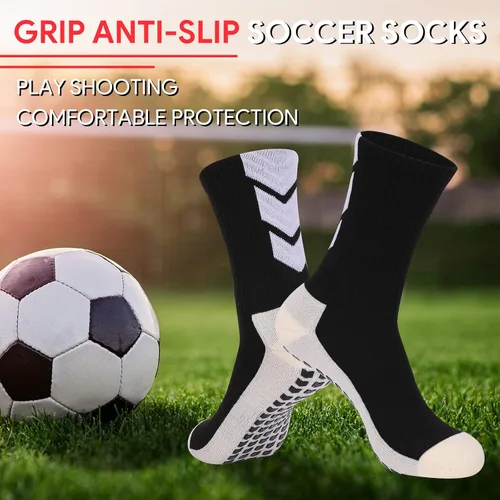 Vista 5 de Calcetines de fútbol - Pares antideslizantes para jóvenes y hombres - Calcetines atléticos para hospital, pilates y correr