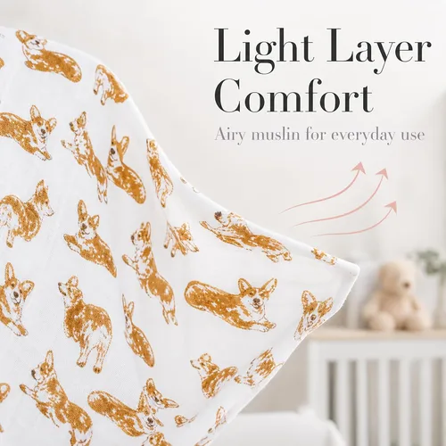 Vista 3 de Mud Pie Manta para Bebé con Diseño de Raza de Perro, Corgi, 47" x 47