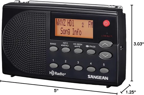 Vista 5 de Sangean HDR-14 HD Radio/FM Stereo/AM Radio Portátil