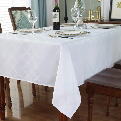 Vista 3 de Mantel Sastybale antiarrugas y resistente a las manchas, de tela, rectangular, para mesa de comedor o decoración de fiesta, cubierta de trapo
